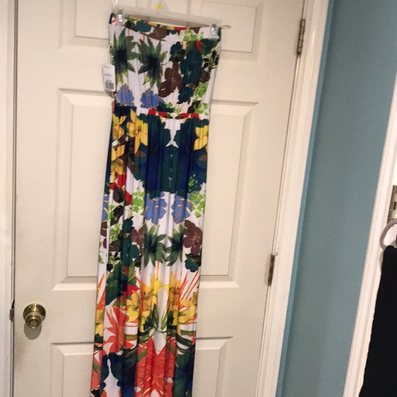 [F21] NWT Tropical Strapless Maxi Dress - Picture 5 of 5
